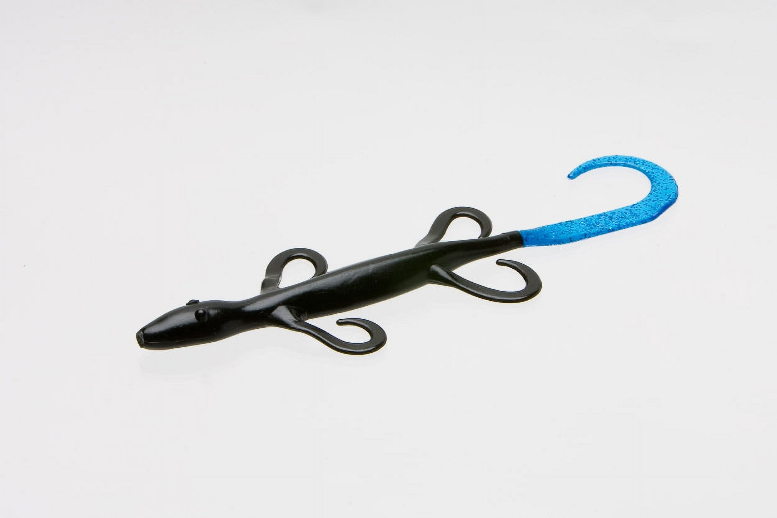 Zoom Lizard Fishing Bait, Black Blue Tail, 6”, 9-pack, Soft Baits