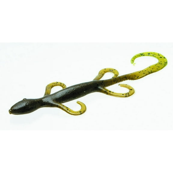 Zoom Lizard Fishing Bait, Green Pumpkin Chartreuse, 6”, 9-pack, Soft Baits