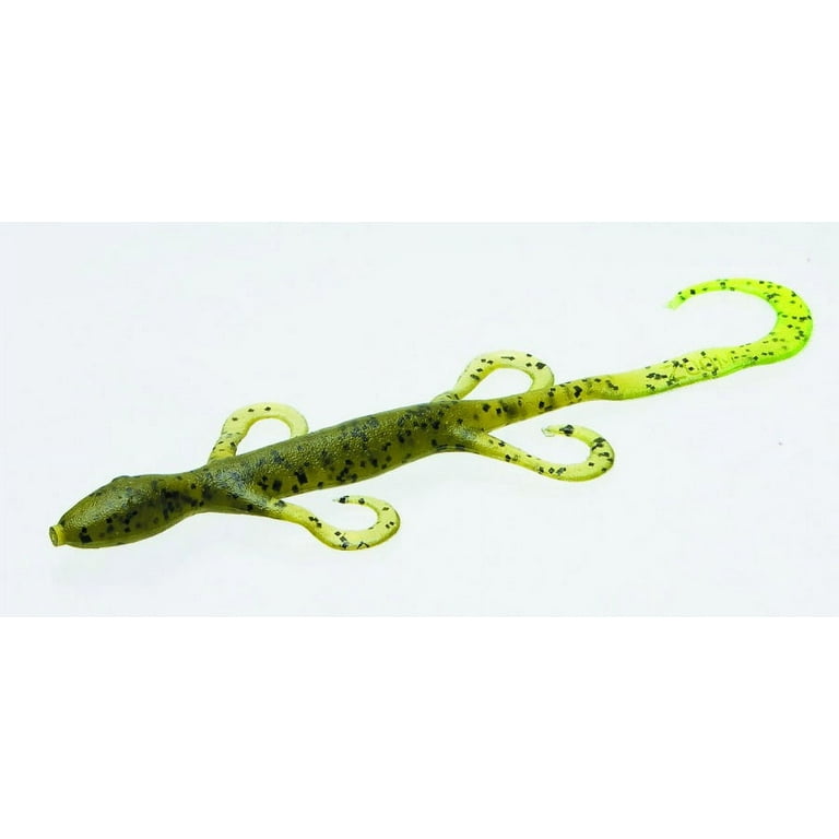 Zoom Lizard Fishing Bait, Watermelon Chartreuse, 6”, 9-pack, Soft
