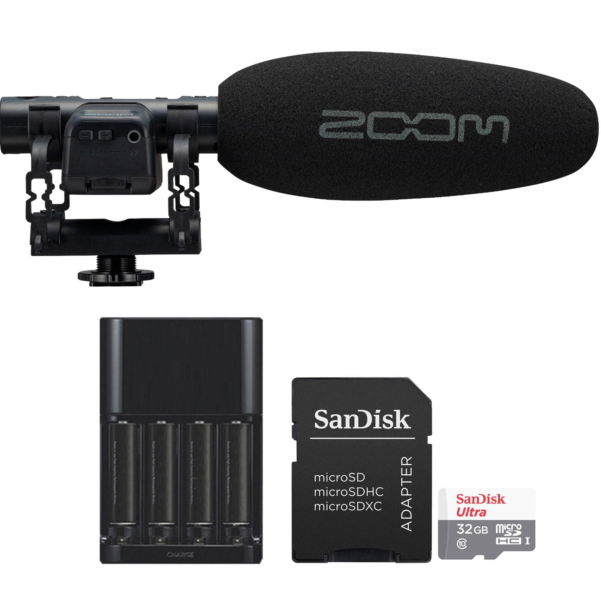 Zoom M3 MicTrak Stereo Shotgun Microphone and Recorder with SanDisk 32GB  Ultra UHS-I microSDHC Memory Card Essential Kit