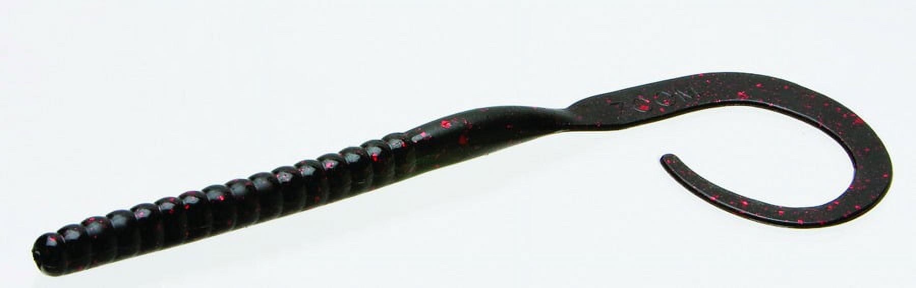 Zoom Ol' Monster Worm Freshwater Fishing Soft Bait Black & Red Glitter, 0 1/2" 9 Pack