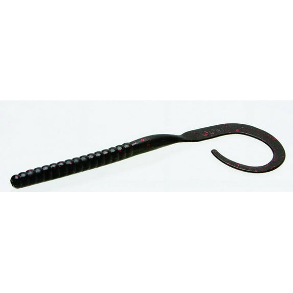 Zoom Ol' Monster Worm Freshwater Fishing Soft Bait Black & Red Glitter, 0 1/2" 9 Pack