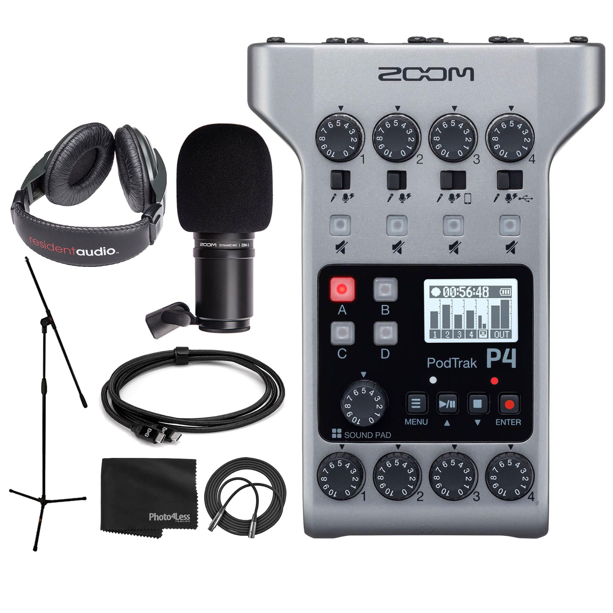 Zoom PodTrak P4 Portable Multitrack Podcast Recorder + Zoom ZDM1