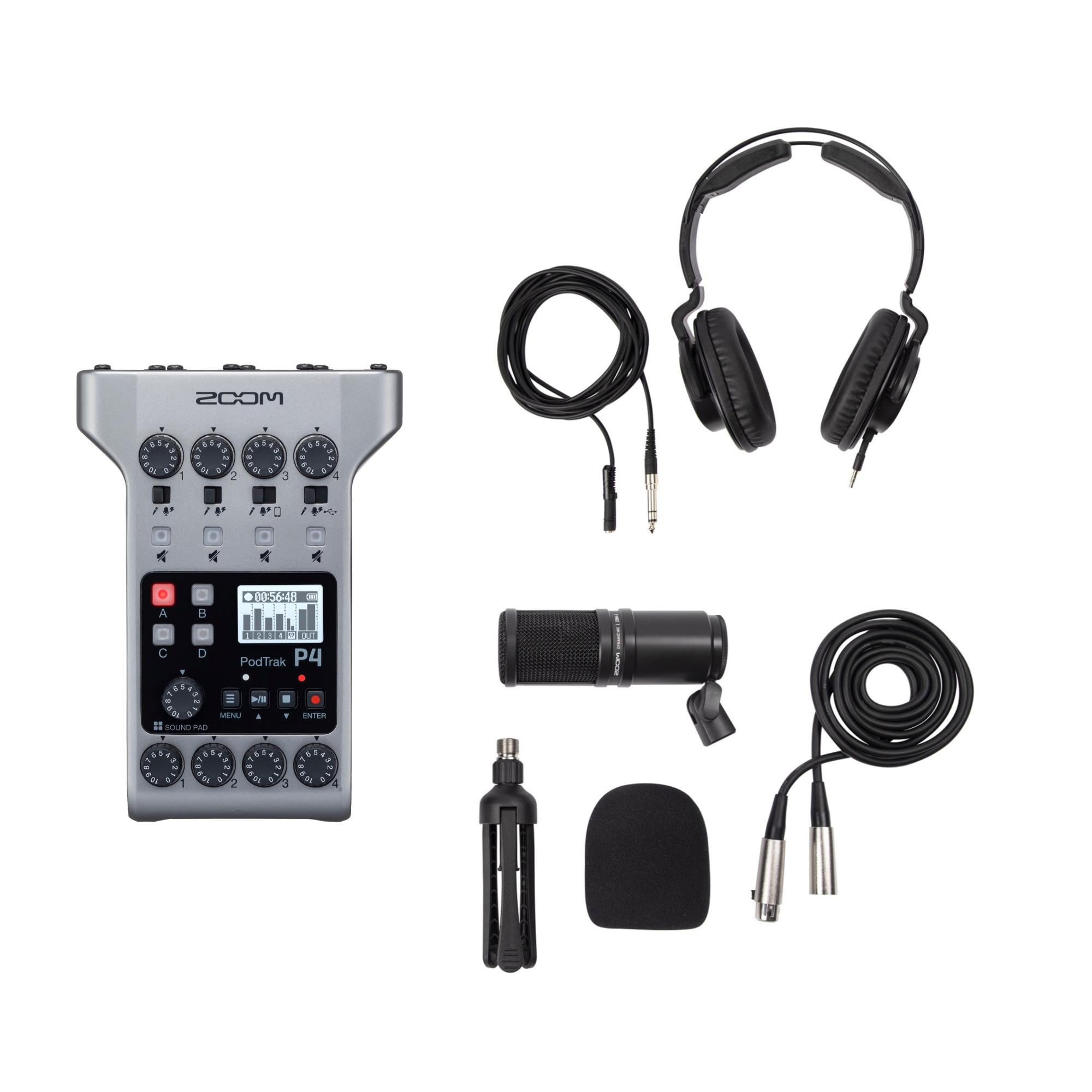Zoom PodTrak P4 Portable Multitrack Recorder Bundle with ZDM-1 Podcast Pack