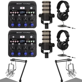 Zoom PodTrak P4next Podcast Recorder with PodMic Dynamic Podcasting Microphone, Closed-Back Studio Monitor Headphones, and Broadcast Arm with Internal Springs and Integrated 10' XLR Cable