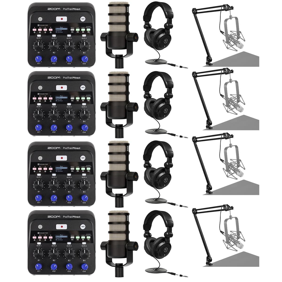 Zoom PodTrak P4next Podcast Recorder with PodMic Dynamic Podcasting ...