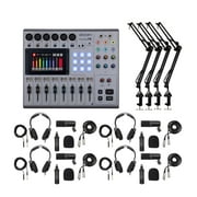 Zoom PodTrak P8 Multitrack Podcast Recorder + (4) Mic with Accessory - Ultimate Podcasting Bundle