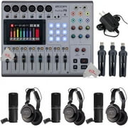 Zoom PodTrak P8 Portable Multitrack Podcast Recorder with Three Zoom ZDM-1 Mic Pack