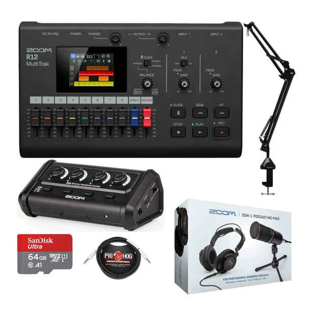 Zoom R12 Multi Track Portable Recorder with Microphone Pack Accessory