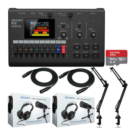 Zoom R12 Multi-Track Portable Recorder with Microphone Package (2-Pack) Bundle