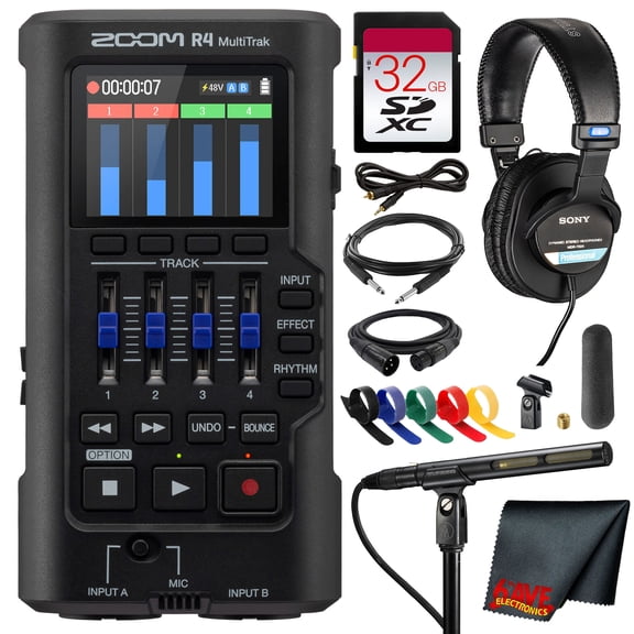 Zoom R4 MultiTrak Songwriting SD Recorder and USB Audio Interface Bundle