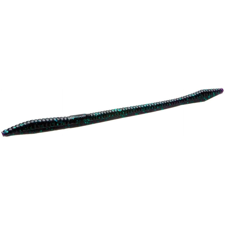 Zoom Trick Worm Freshwater Bass Fishing Soft Bait, June Bug, 6 1/2, 20-pack