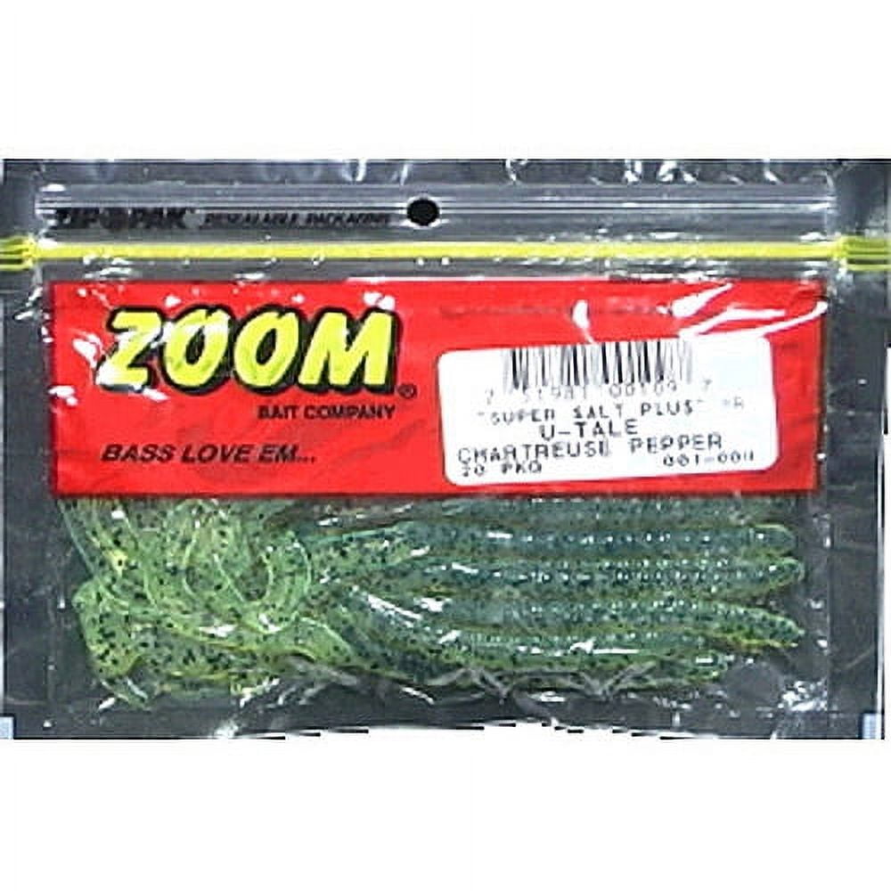 Zoom U-Tail Worm - 20 Pack - Chartreuse Pepper, Hard Baits 