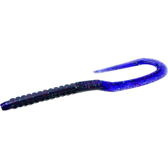Zoom U-Tale Worm Freshwater Fishing Soft Bait, Junebug Red, 6 3/4", 20-pack