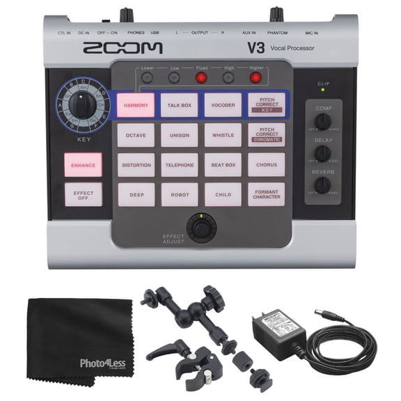 Zoom V3 Vocal Effects Processor + 16 Voice Effects + Accessories