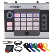 Zoom V3 Vocal Processor, Vocal Effects Pedal, 3-Part Harmony, Pitch Correction, 16 Studio Grade Effects for Streaming and Recording Bundle