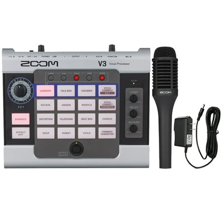 Zoom V3 Vocal Processor + Zoom SGV-6 Vocal Microphone + PP9V Pig Power 9V DC Power Supply