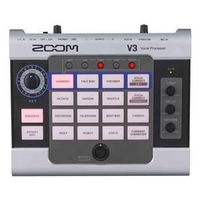 Zoom V3 Vocal Processor, Vocal Effects Pedal, 3-Part Harmony, Pitch Correction, 16 Studio Grade Effects, Battery Powered, for Streaming and Recording