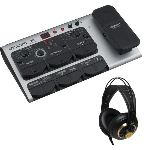 Zoom V6-SP Multi-Effects Vocal Processor Pedal Bundle with AKG K240 Studio Pro Stereo Headphones