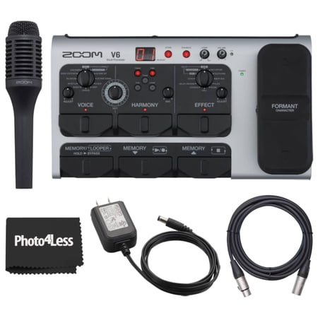 Zoom V6-SP Multi-Effects Vocal Processor Pedal + Zoom SGV-6 Directional Shotgun Vocal Microphone + Cable 10ft