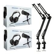 Zoom ZDM-1 2-Person Podcast Microphone Pack Accessory Bundle & Two Knox Boom Arm