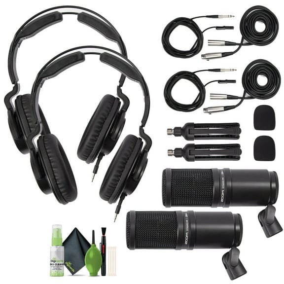 Zoom ZDM-1 Podcast Mic Pack, Podcast Dynamic Microphone, ZHP-1 Headphones, TPS-4 Tripod, Windscreen, 2-Meter XLR Cable, for Recording & Streaming Podcasts + Cleaning kit (Pack of 2)