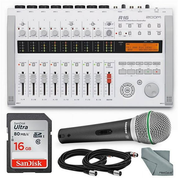 Zoom ZOOM-R16-KIT672-NFBA Multi-Track Recorder & Mixer, Computer Interface & Controller Bundle with Q6 Microphone