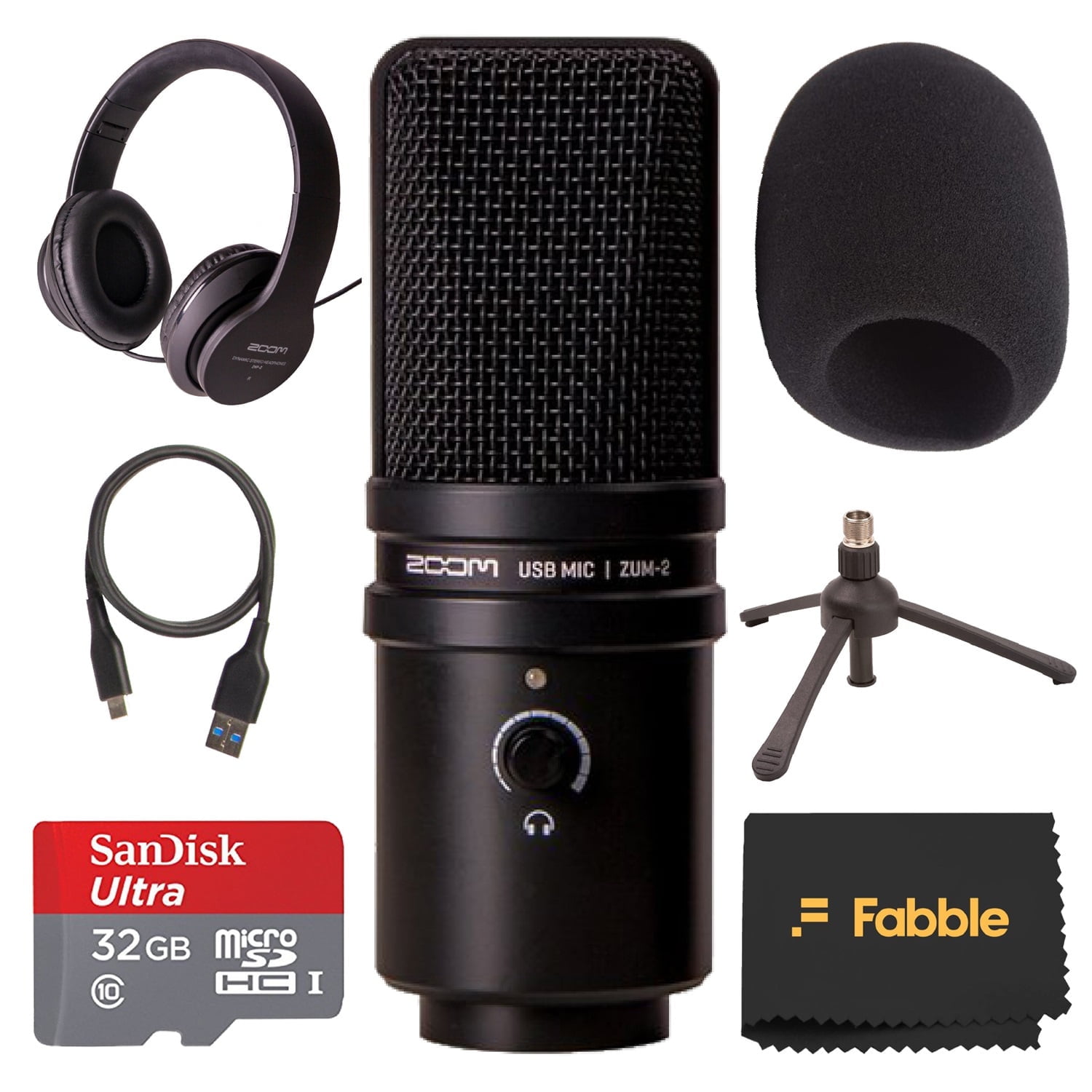 Podcast Equipment Bundle Streaming Mic Zoom ZUM-2 Podcast Mic Pack