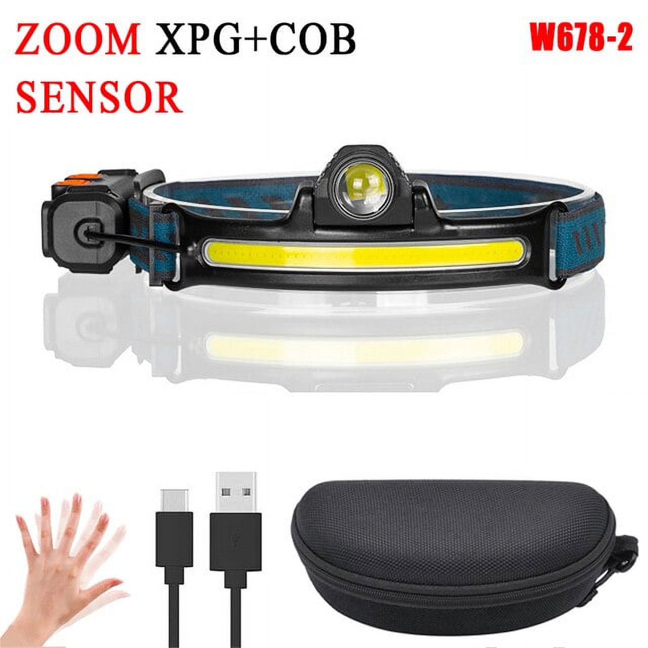 Zoomable Induction Headlamp XPG+COB LED Head Lamp with Builtin Battery