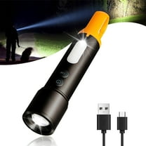 Zoomable LED Flashlight with COB Sidelight,Hook for Camping,Emergency Use,Waterproof Handheld Torch,Rechargeable with 9 Modes,Ideal for Outdoor Activities