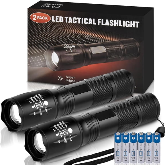 Zoomable LED Flashlights with 5 Modes: Valentines Day Birthday Gifts for Men Dad Boyfriend 2Pcs Bright Tactical Torch High Lumens Outdoor Fishing Hiking Hunting Camping Essentials