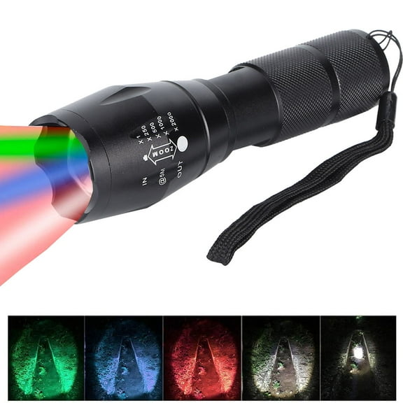 Zoomable RGBW 4 Color In 1 Flashlight, Multicolor Flashlight, High Brightness For Mountain Climbing Cycling Outdoor Activities Camping Fishing Hunting Black