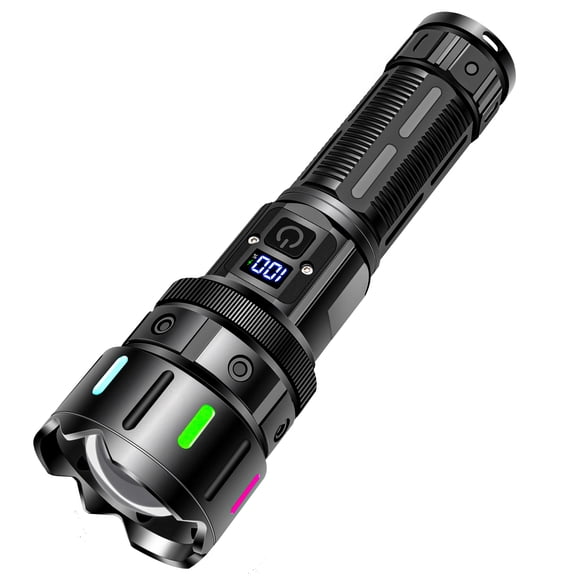 Zoomable Tactical Flashlight with Digital Display, IPX6 Waterproof