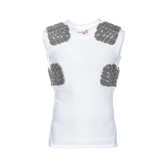 Zoombang Adult Small Integrated Rib and Shoulder Combo Protection for Football, Hockey, Lacrosse Sleeveless Shirt (White)