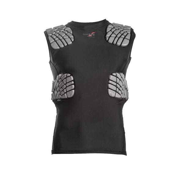 Zoombang Adult Small Intergrated Rib and Shoulder Combo Protection for Football, Hockey, Lacrosse Sleeveless Shirt (Black)