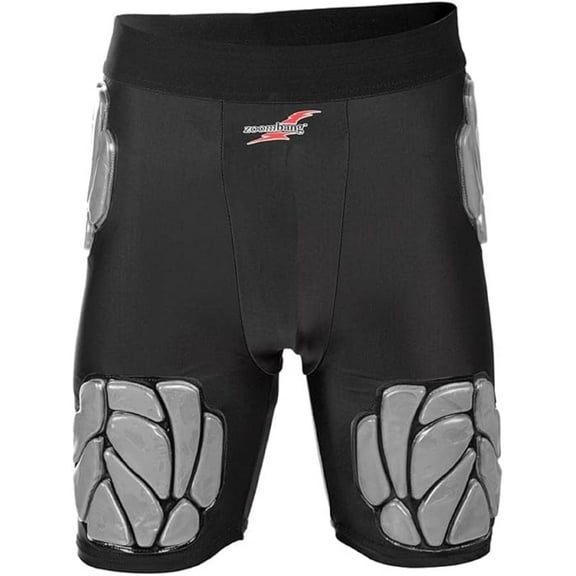 Zoombang Integrated Youth Medium - hip thigh and tailbone Protection Girdle for football, Hockey, Lacrosse ( Black)