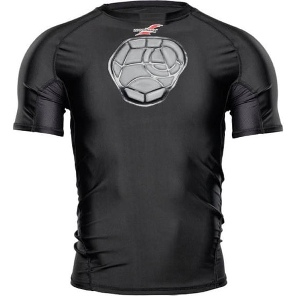 Zoombang Padded Protective Chest Shirt for Baseball and Softball, Short Sleeve Black, Youth Medium