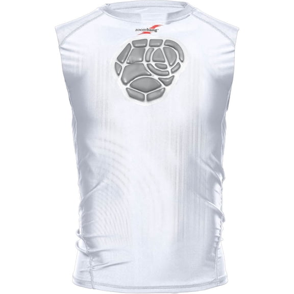 Zoombang Padded Sleeveless Chest Protector Shirt for Baseball and Softball, Youth X-Large White
