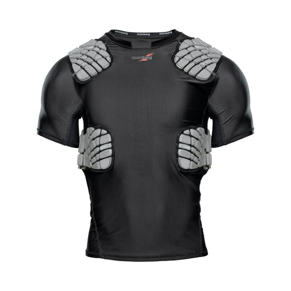 Zoombang Youth Medium Intergrated Rib and Shoulder Combo Protection for Football, Hockey, Lacrosse Short Sleeve Shirt (Black)