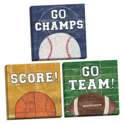 Zoomie Kids 'On the Field I Go Team, on the Field II Score and on the Field III Go Champs' 3 Piece Textual Art Set