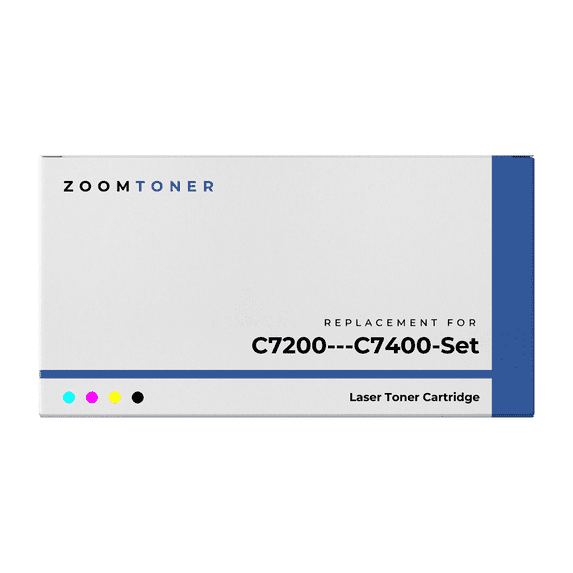 Zoomtoner Compatible with Okidata C7200 / C7400 Set Laser Toner Cartridge - Regular Yield - Cyan Magenta Yellow Black
