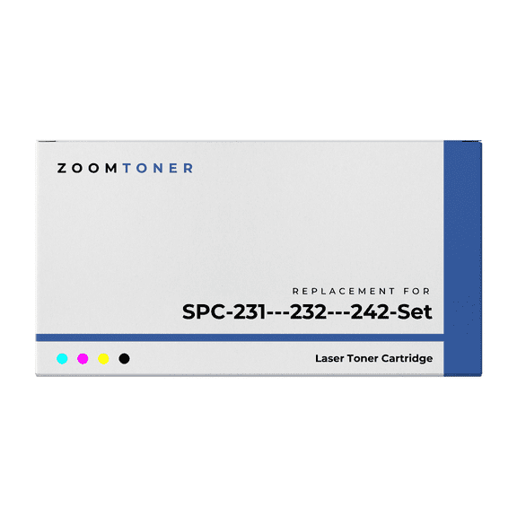 Zoomtoner Compatible with Ricoh SPC 231 / 232 / 242 Set Laser Toner Cartridge - Regular Yield - Cyan Magenta Yellow Black