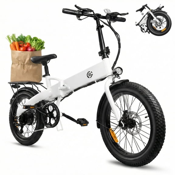 Zoonlai Electric Bike for Adults,750W Motor Foldable 48V 12.8Ah Removable Battery,20" Fat Tire,City Urban Commuting Bicycles,UL2849