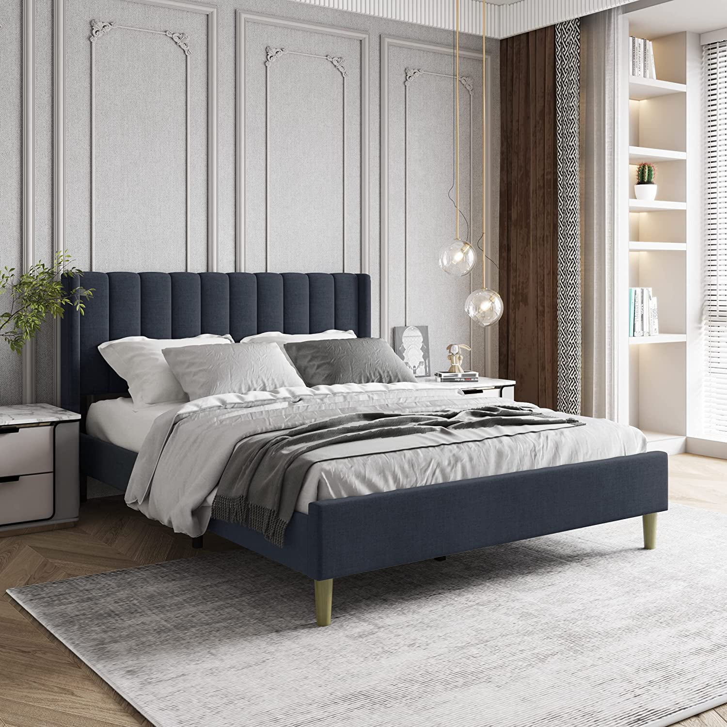 Zoophyter Upholstered Platform Bed Frame Full Size with Headboard