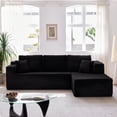 thumbnail image 1 of Zoopower 106" Cloud Sectional Couch, L-Shape Convertible Modular Sectional Sofa, Corduroy Boneless Couch for Living Room, Black, 1 of 12