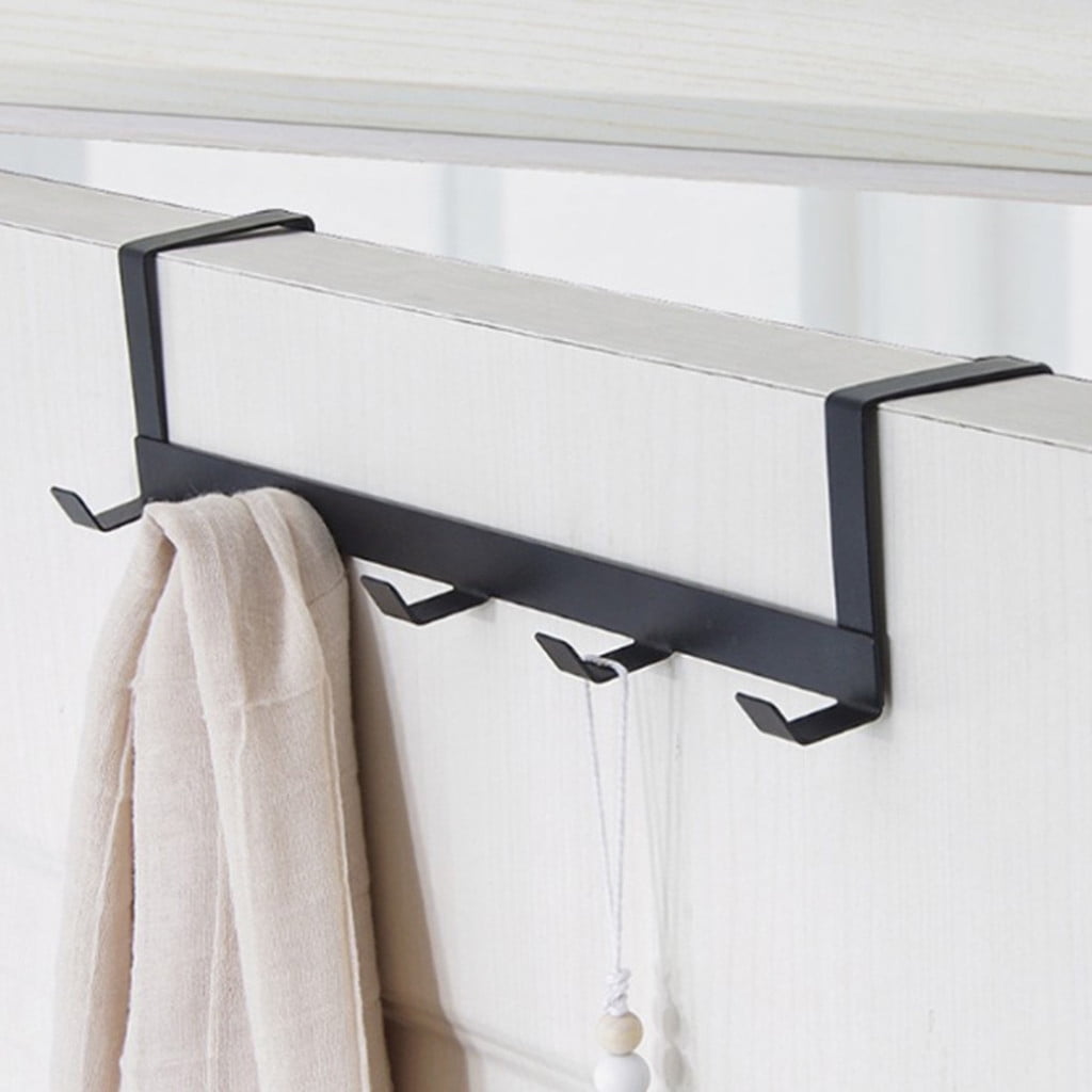 Over The Door Hook 5 Hook Organizer Rack Heavy Duty Door Hanger for Coats Robes Hats Clothes Towels Hanging Towel Rack Organizer Easy Install Space