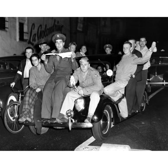 Zoot Suit Riots In Los Angeles. Service Men Cruising Through The Streets In Search Of Zoot Suiters To Assault. They Are