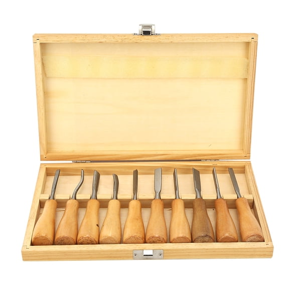 Zootealy 10-Piece Wood Carving Chisel Set High Hardness Steel Ergonomic Grip for Beginners