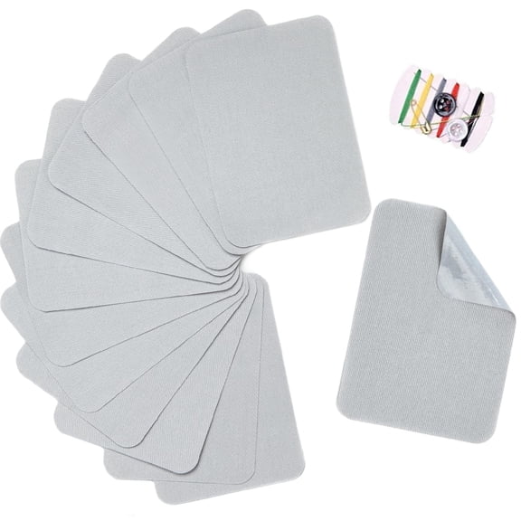 Zootealy 12 Pack Iron on Patches for Clothing Repair 3"x4-1/4" Fabric Patch Cotton Decorating for Clothes Pants Grey