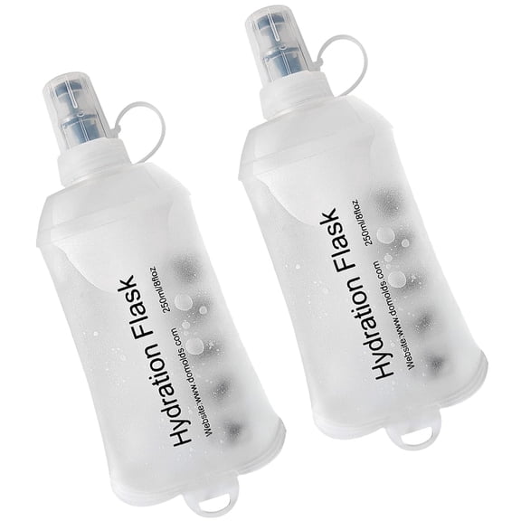 Zootealy 2 Pack 250ml Collapsible Soft Flask for Running, BPA Free TPU Squeeze Water Bottle with Bite Valve